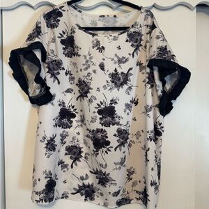 SHEIN Black Floral Print Blouse